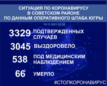 Ситуация по коронавирусу в Советском районе на 19 ноября 2021 года Ситуация по коронавирусу в Советском районе на 19 ноября 2021 года